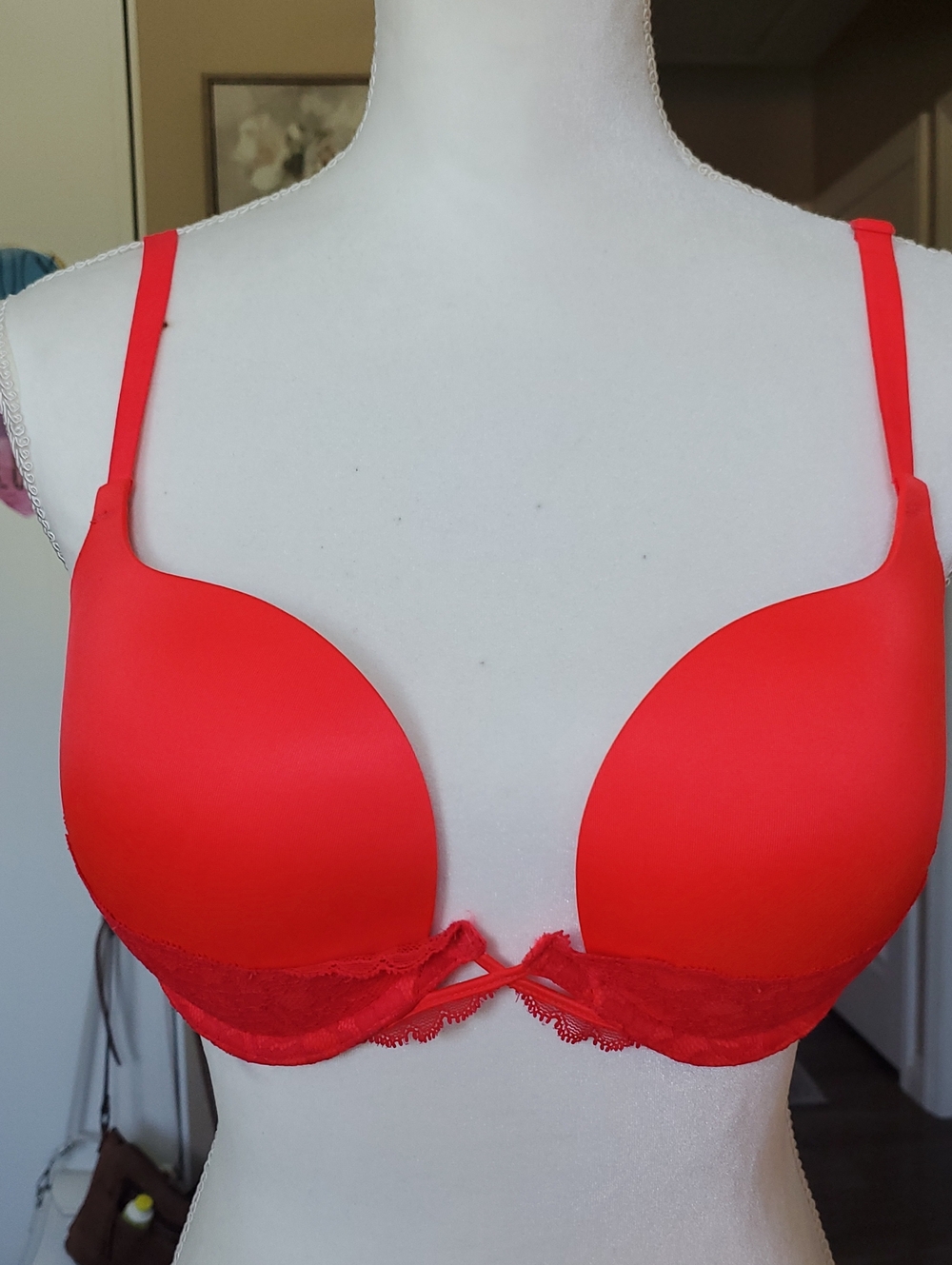 Victoria's Secret Red Lace-Trim T-Shirt Bra